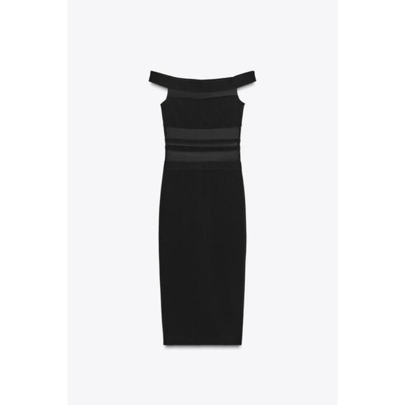 ZARA CONTRAST STRETCH DRESS - Picture 1 of 10